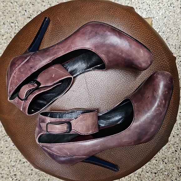 Maria Sharapova for cole haan air Alexa heels Distressed Purple Leather Size 7.5 - Picture 9 of 11